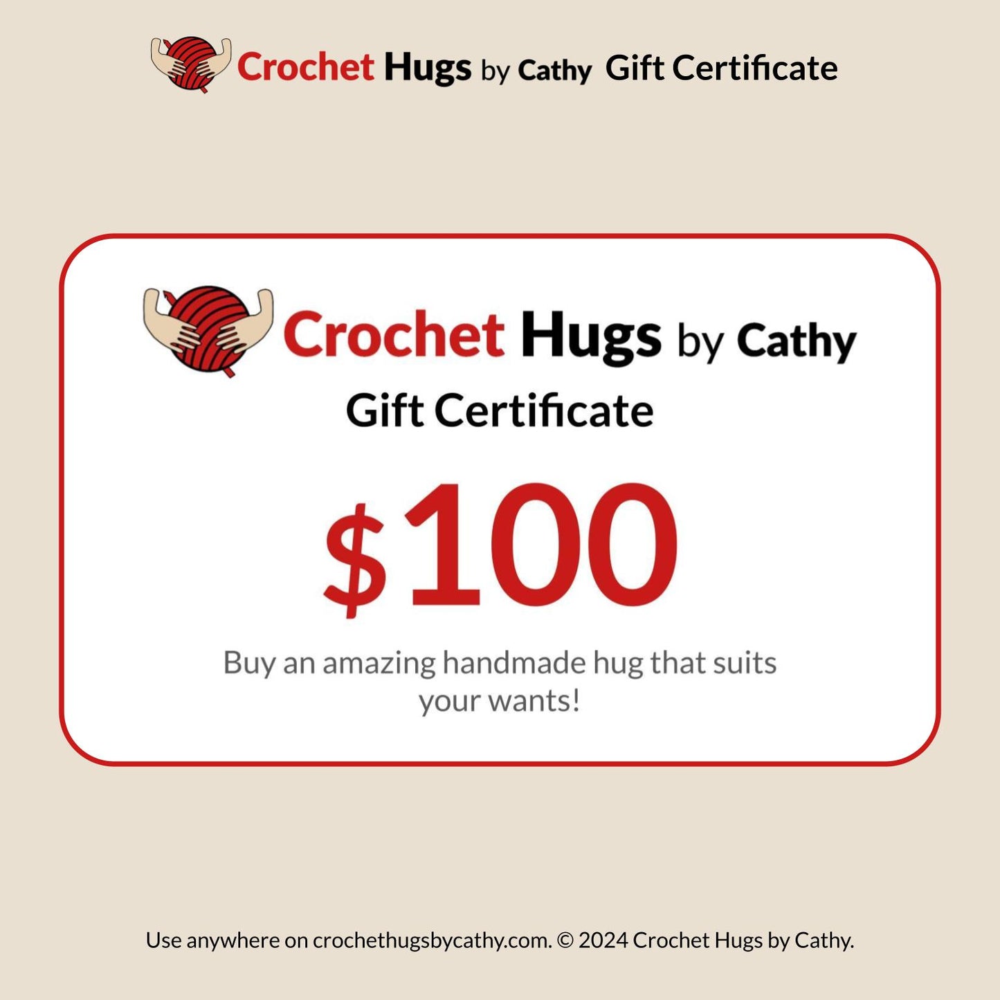 Crochet Hugs by Cathy Gift Certificate