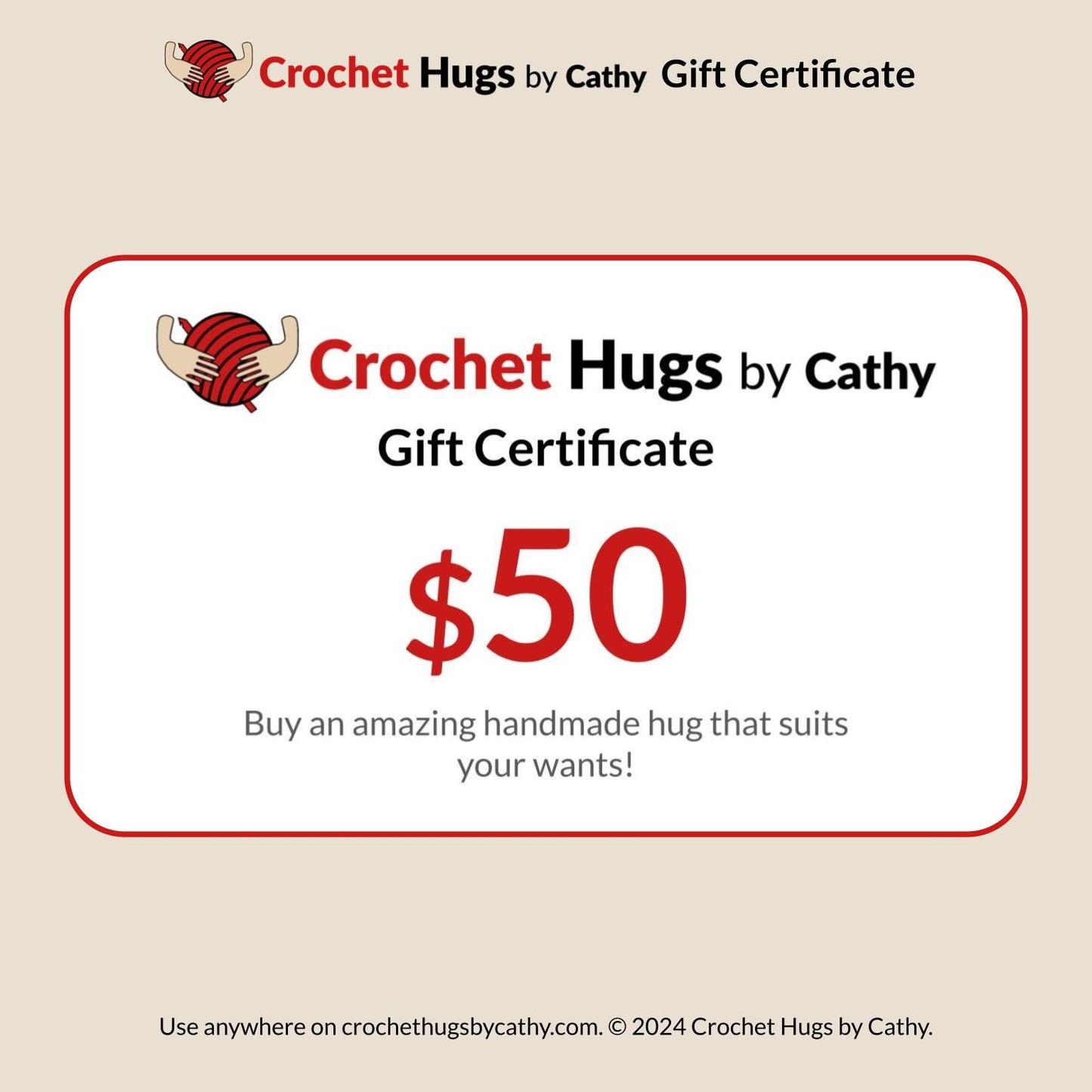 Crochet Hugs by Cathy Gift Certificate