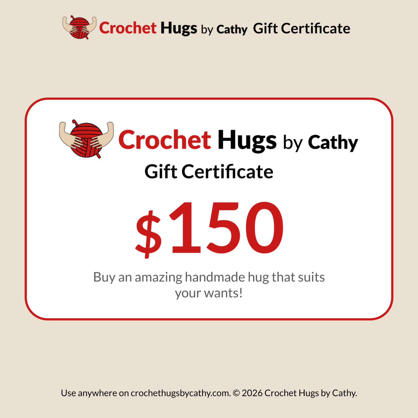 Crochet Hugs by Cathy Gift Certificate