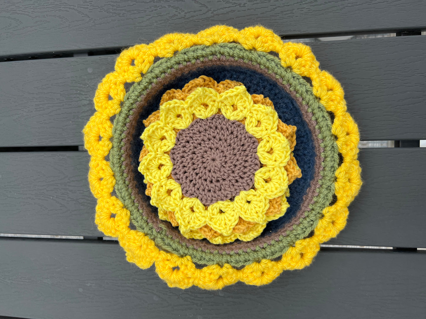 Sunflower Coasters with Matching Basket