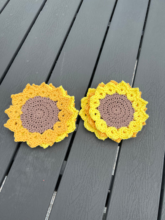 Sunflower Coasters with Matching Basket