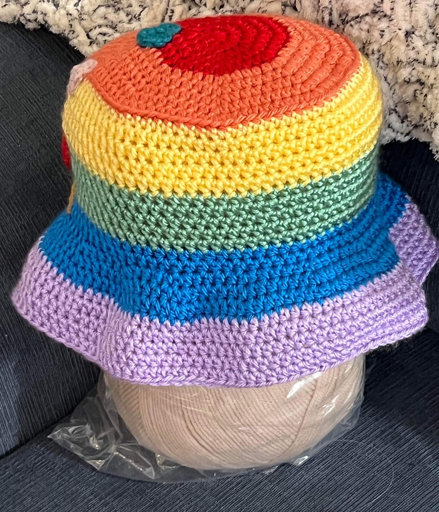 Rainbow Bucket Hat with Hearts