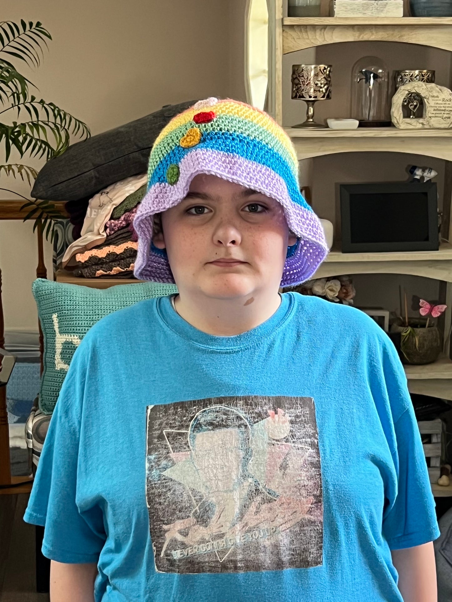 Rainbow Bucket Hat with Hearts