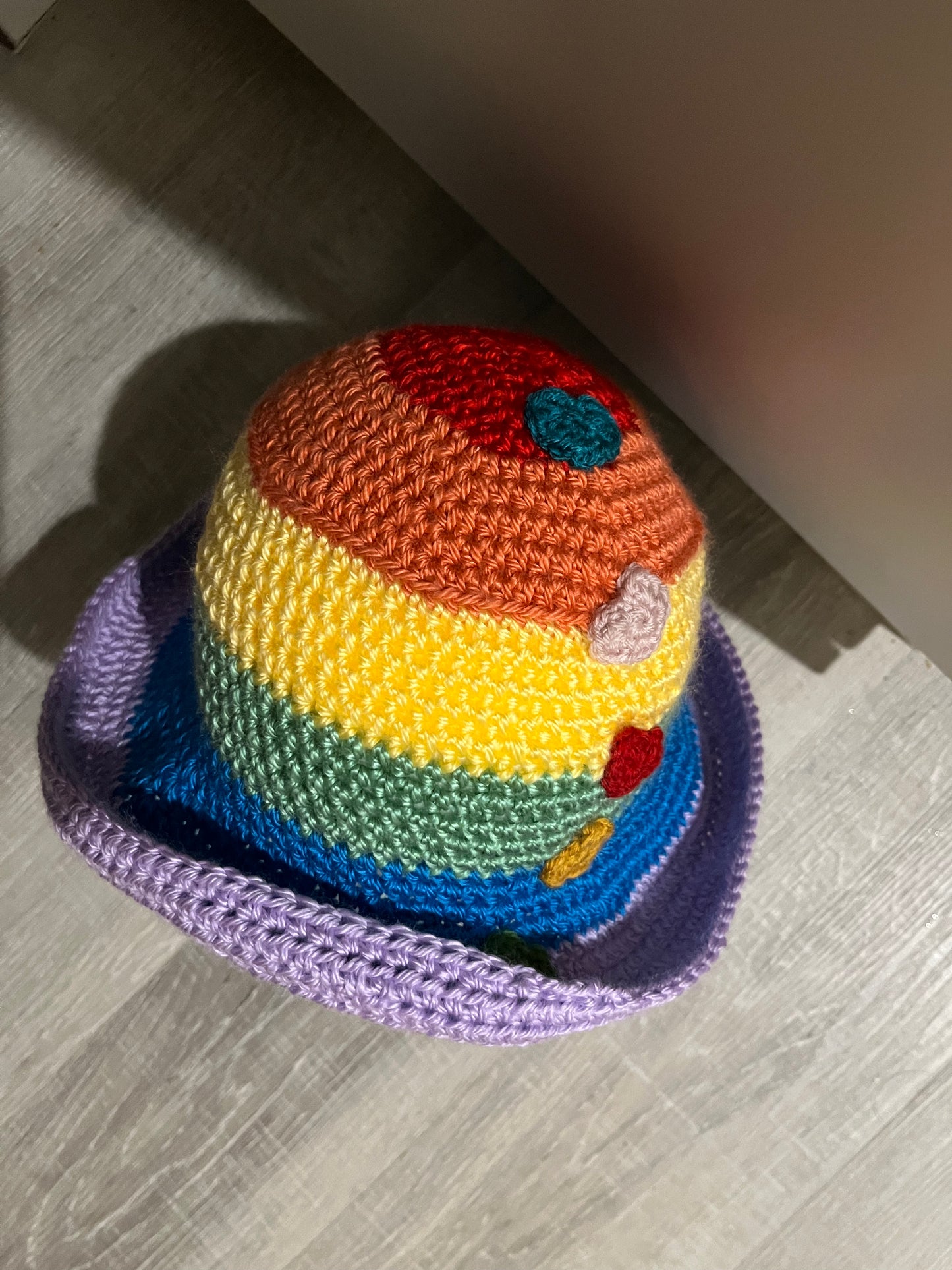 Rainbow Bucket Hat with Hearts